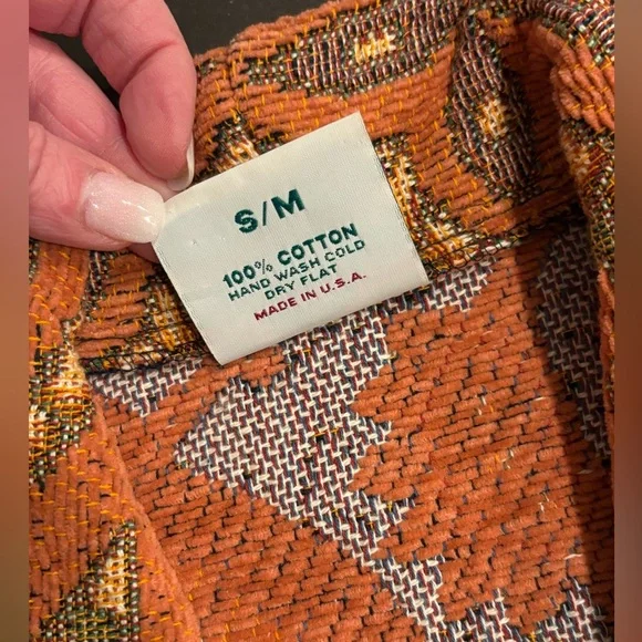 Coachella Vintage 90’s Sugar Street Weavers Tapestry Retro Jacket Persimmon SM - Picture 10 of 10